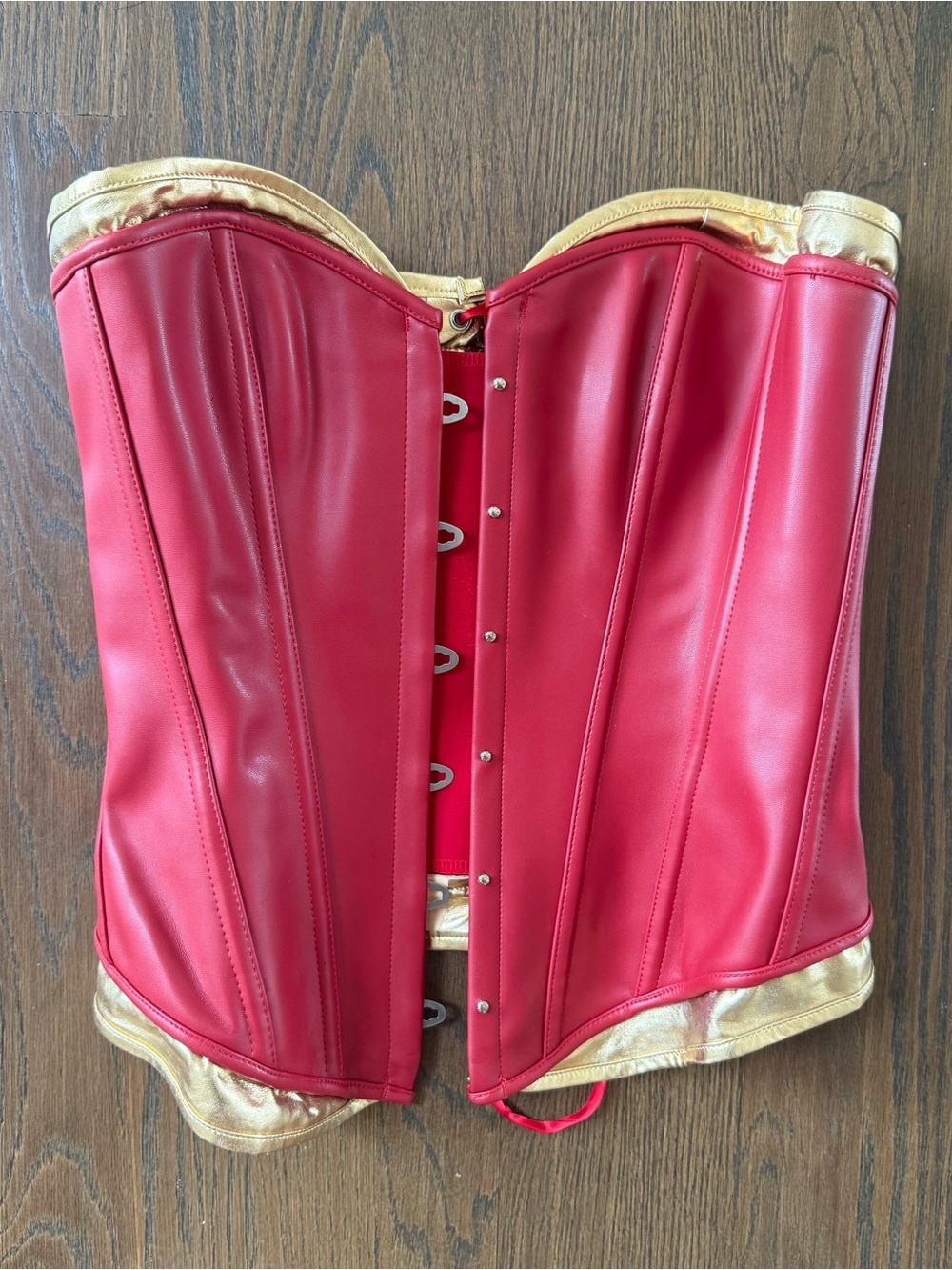 Wonder Woman Red and Gold Waist Corset Top, bottoms and gloves